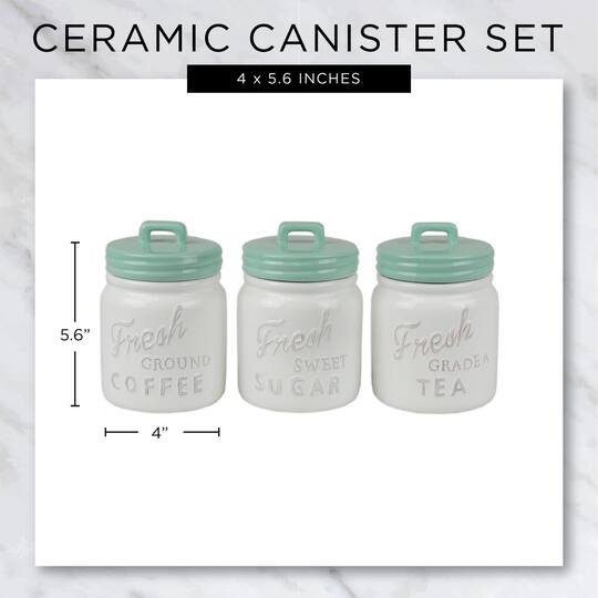 DII® 5.6" Aqua Ceramic Jar Canister Set, 3ct.